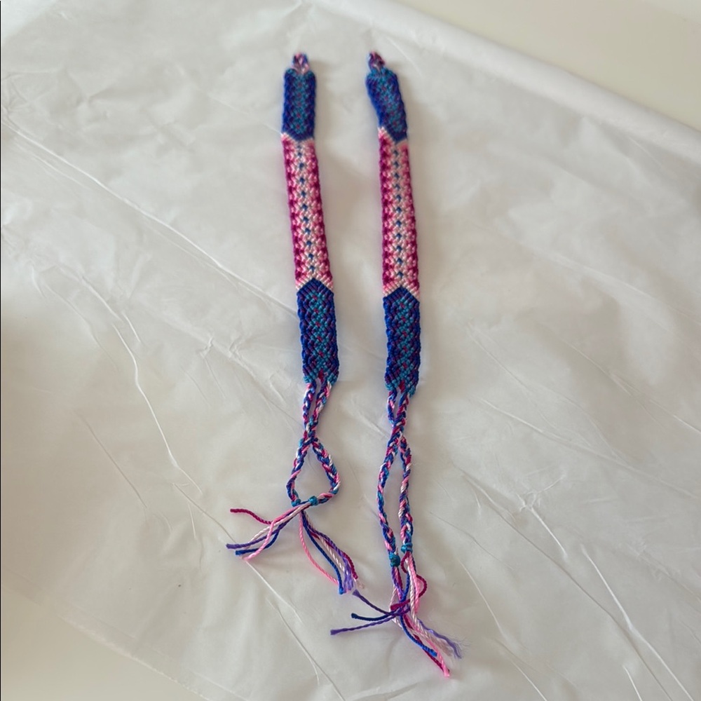 Handcrafted Pink and Blue Friendship Bracelets NWOT